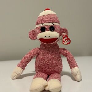 NWT - (Rare, Retired) Ty Beanie Buddies - Socks the Sock Monkey 2011 16in